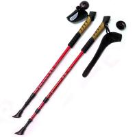 Палки для скандинавской ходьбы (красные) до 1,35м Телескопическая 3-х секционная, с системой Антишок, комбинированная пробковая ручка с темляком для лыжных палок F18440